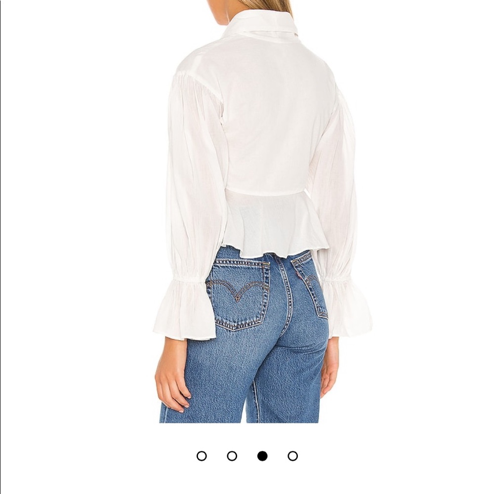 Lovers & Friends White Long Sleeve Front Tie Top